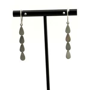 Jane Diaz Sterling Silver Tear Drop Cascade Earrings - Hand Cut Design